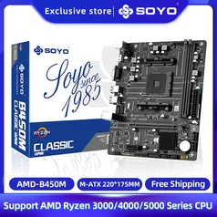 SOYO Placa mãe clássica original B450M, AM4, suporta CPU Ryzen 5, 5500, 5600G, Dual Channel, DDR4, M.2, NVME, M ATX, Desktop, PC| |   - AliExpress