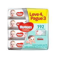 [2 Unidades] Toalha Umedecidos Huggies vários tipos - 192 Toalhas | R$22