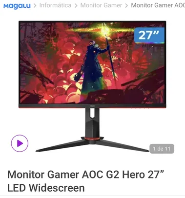 Monitor Gamer AOC G2 Hero 27” LED Widescreen 