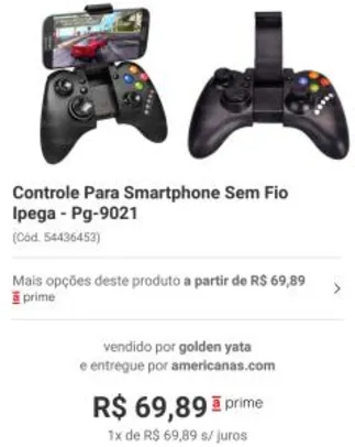 Controle Para Smartphone Sem Fio Ipega - Pg-9021 por R$ 70