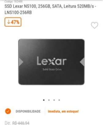 SSD Lexar NS100, 256GB | R$ 199