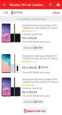 [APP] Smartphone Galaxy s10 com 25% cashback AME