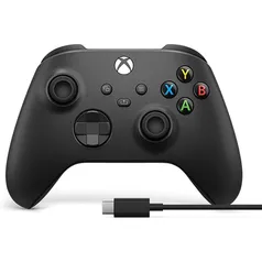 Controle Joypad Xbox Series Wireless + Cabo USB-C Preto