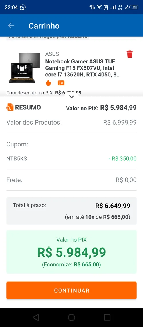 Imagem na descrição da promoção