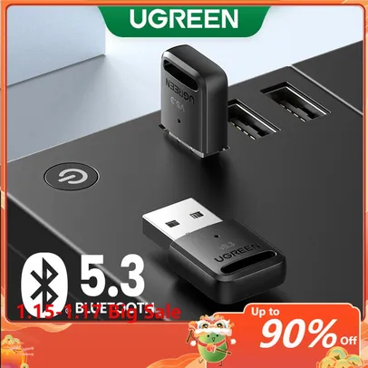 Adaptador UGREEN USB Bluetooth 5.3 5.0 Receptor Sem Fio Dongle Transmissor