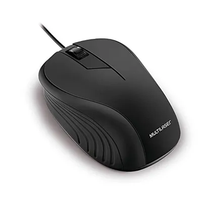 [Prime] Mouse Multilaser Emborrachado Preto Com Fio Usb - MO222
