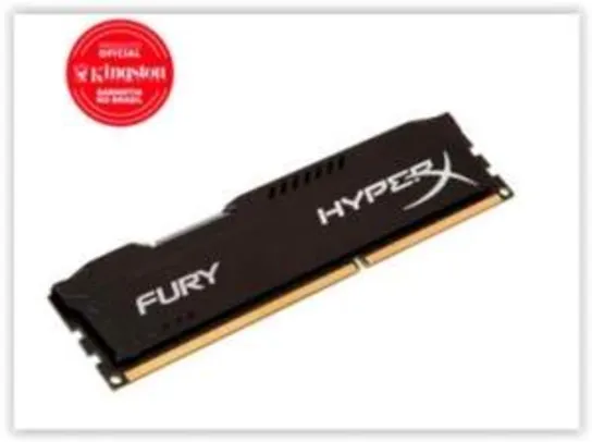 [Game 7]  Memória Gamer Kingston Hyper X Fury 4 GB 1866Mhz DDR3 CL10 Black - HX318C10FB/4 por R$ 94