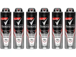 Desodorante Aerossol Antitranspirante Masculino - Rexona Antibacterial Protection 150ml 6 Unidades