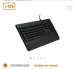 Teclado Gamer Logitech G213 Prodigy, RGB, ABNT2 | R$290