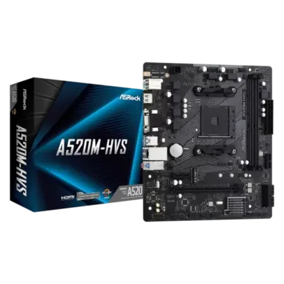 Placa Mãe ASRock A520M-HVS, A520, AMD AM4, mATX, DDR4, 90-MXBE60-A0UAYZ