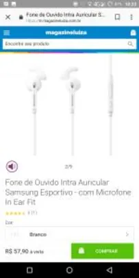 Fone esportivo Samsung In Ear Fit Branco | R$ 50