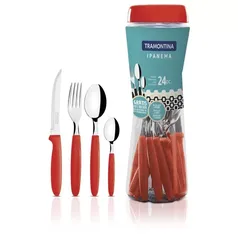 Conjunto De Talheres Inox Ipanema 24 Peças - Vermelho - Tramontina