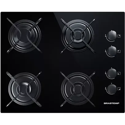 (Ame r$ 275 SC r$ 192) Cooktop à Gás 4 Bocas Brastemp Ative! BDD61 Preto Vidro - Bivolt