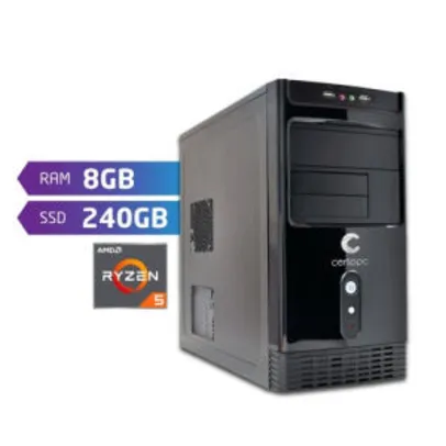 Computador AMD Ryzen 5 3400G 8GB SSD 240GB | R$ 2295