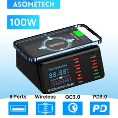 Base Carregadora 100w 8 USB ASOMETECH