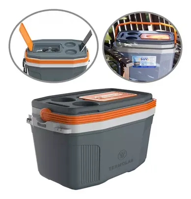 Caixa Térmica Suv Cooler Com Alça Cinza 20l Termolar Cor Cinza - Laranja 