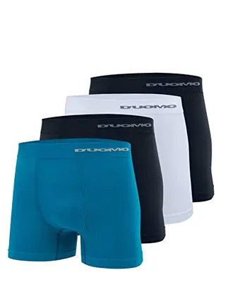 Duomo Boxer Conjunto de Cuecas 4 Peças, Masculino, Azul/Preto/Branco, G