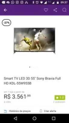 Smart TV 3D 55" Sony KDL-55W955B Full HD + 2 Óculos 3D - R$3561,99