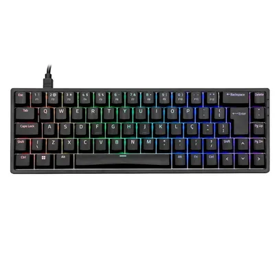 [App] Teclado Mecânico Gamer Akko 3068S, RGB, Switch Blue, Layout 65%, Anti-Ghosting, ABNT2, Preto