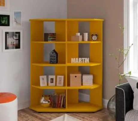 Estante Livreiro Twist Organizador Canto Amarelo - Orb - R$117