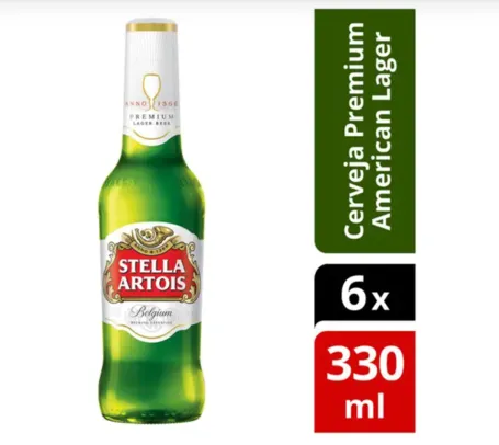 [C. Ouro] Cerveja Stella Artois Lager 6 Unidades - Long Neck 330ml