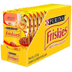 Ração Úmida para Gatos Adultos Purina Friskies Carne ao Molho 85g - 15 sachês