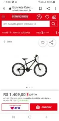 Bicicleta Caloi Wild Aro 24 + Pisca led + Farol com buzina | R$ 1.409