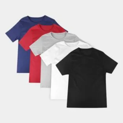 Kit Camiseta Básica c/ 5 Peças Masculina | R$66