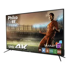 Smart TV LED 65" Philco PTV65A11DSGWA Ultra HD 4K com 3 HDMI e 2 USB Preta com Conversor Digital Integrado