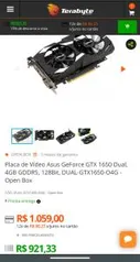 Placa de Vídeo Asus GeForce GTX 1650 Dual, 4GB GDDR5, 128Bit, DUAL-GTX1650-O4G - Open Box