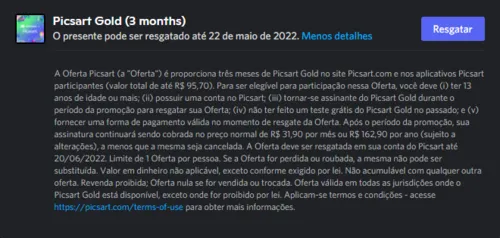 Imagem na descrição da promoção