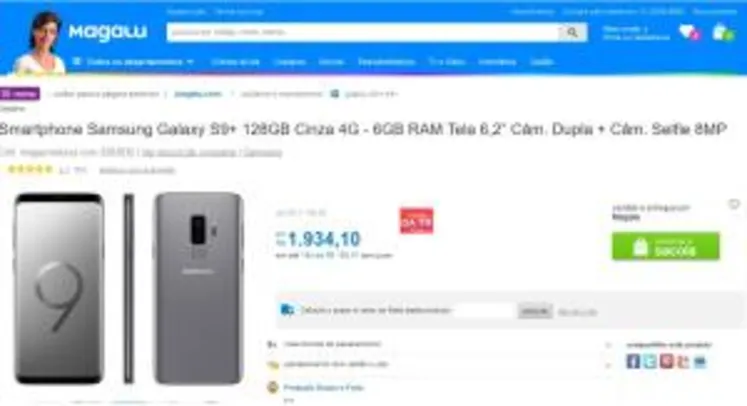 Smartphone Samsung Galaxy S9+ 128GB 4G R$ 1934