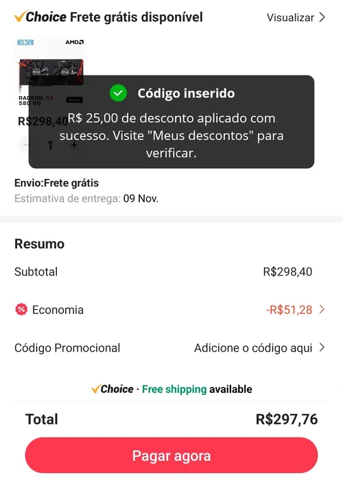 Imagem na descrição da promoção