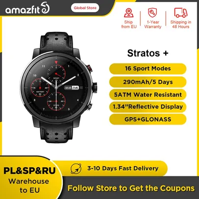 Amazfit Stratos + Flagship Pulseira de couro genuíno relógio inteligente pulseira de borracha