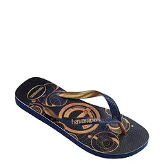 Chinelo Top Marvel, Havaianas, Adulto Unissex, Marinho/Marinho/Dourado, 43/44