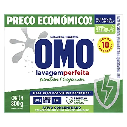 [Oferta Relâmpago] Sabão em Pó Omo 800G Lavagem Perfeita Sanitizante, Omo