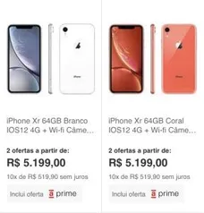 Apple iPhone XR 64GB Todas Cores (R$3.978 com ame em até 12x s juros)