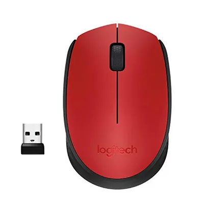 Mouse sem fio Logitech M170 com Design Ambidestro Compacto, Conexão USB e Pilha Inclusa - Vermelho