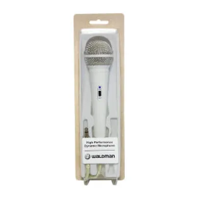 Microfone com Fio de Mão Unidirecional Waldman Branco | R$27