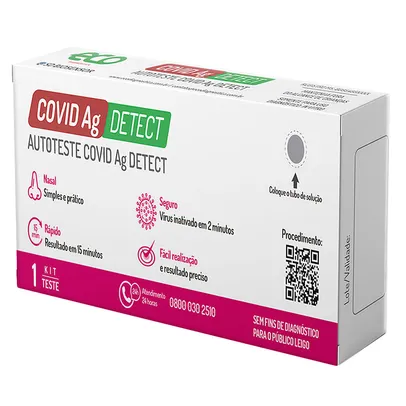 [2 unidades por R$35,99 cada] Autoteste COVID Ag Detect com 1 Unidade