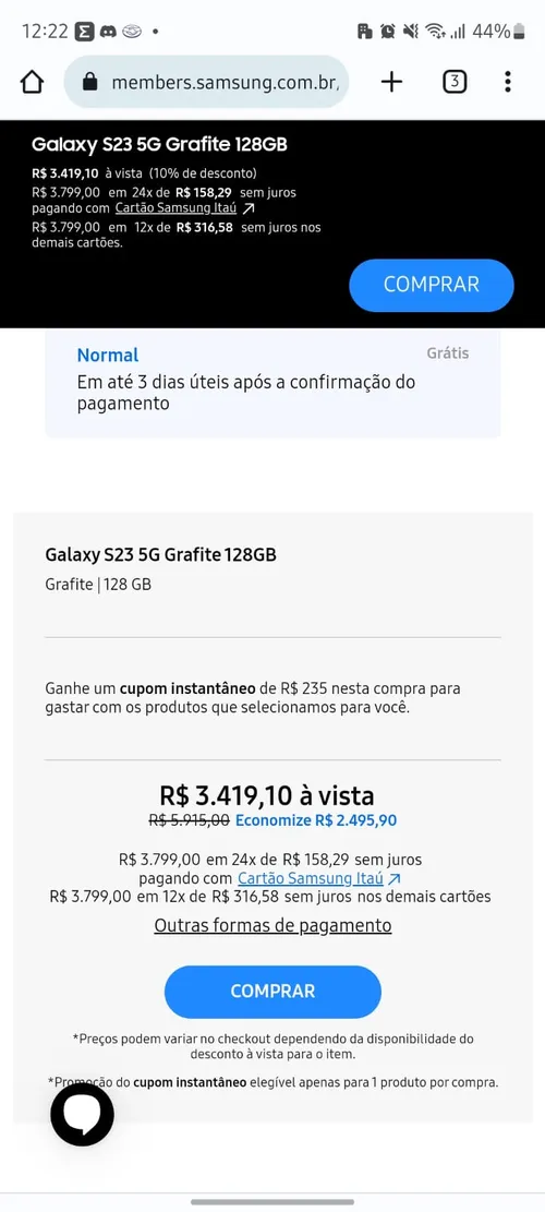 Imagem na descrição da promoção