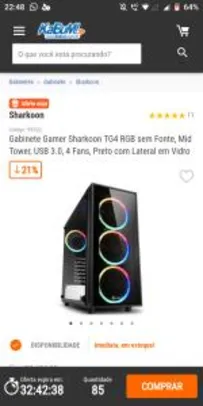 Gabinete Gamer Sharkoon TG4 RGB, Mid Tower, USB 3.0 | R$330