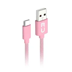 [PRIME] Cabo USB-USB C C3Plus CB-C11PK 1M Rosa - Compatível com Android USB-C Corrente 2A Marca: C3PLUS