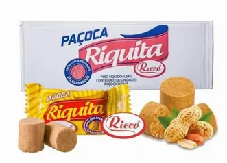 Paçoca Riquita C/ 100 Unid Ricco 1,5kg Paçoca de Rolha - Tipo Paçoquita