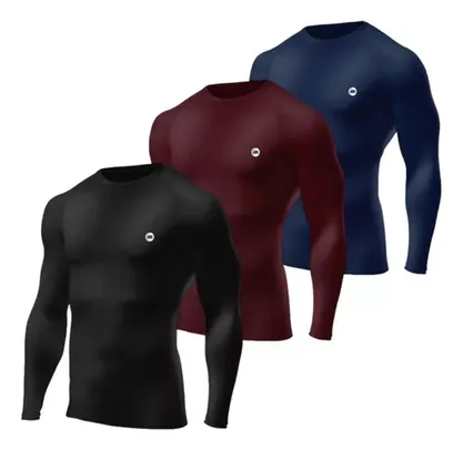 Kit 3 Camisetas Térmica Masculina Proteção Uv 50 Manga Longa