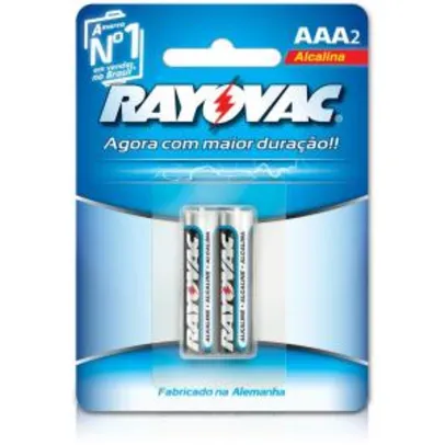 R$ 1,50 Pilha Alcalina AAA c/ 2 unid. - Rayovac