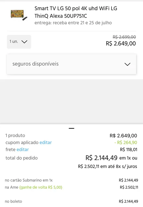 Imagem na descrição da promoção