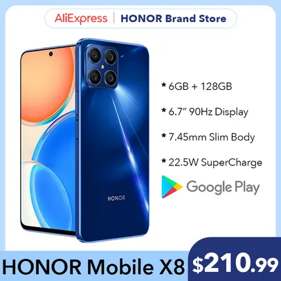 Smartphone Huawei Honor X8 Silver 6+2GB RAM TURBO 128GB