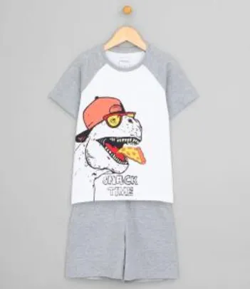 Pijama Infantil c/ Estampa Dinossauro e Pizza - Tam 9/10 ou 11/12 - R$19