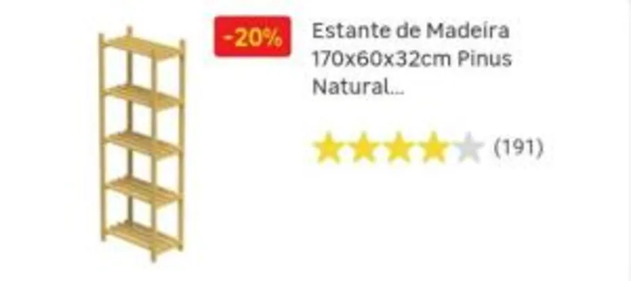Estante de Madeira 170x60x32cm Pinus Natural Spaceo | R$80